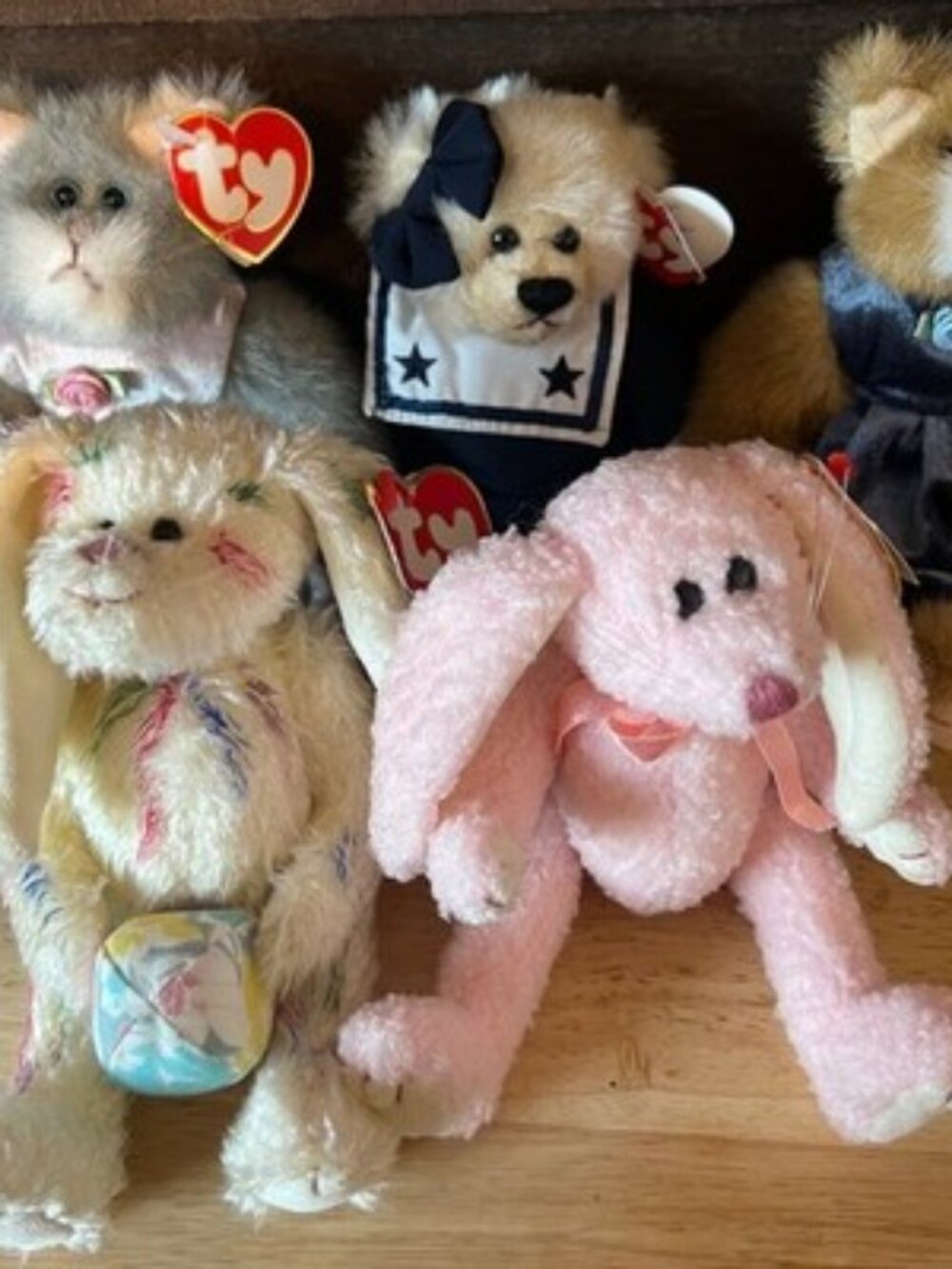 Ty Attic Treasures Jointed Bear Cats Bunny Tag Flaws Lot of 5 Flawed Hangtags